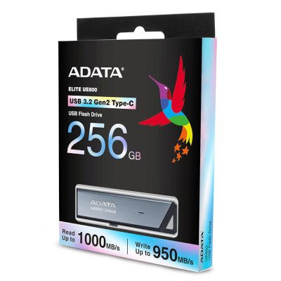 флешка A-Data 256GB Elite UE800 OTG Grey Серебристый