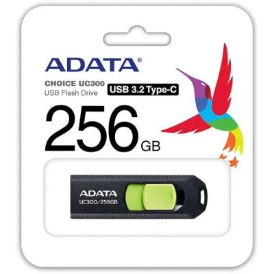флешка A-Data 256GB UC300 Black-Green Черный, зелёный