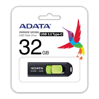 флешка A-Data 32GB UC300 Black-Green Черный, зелёный