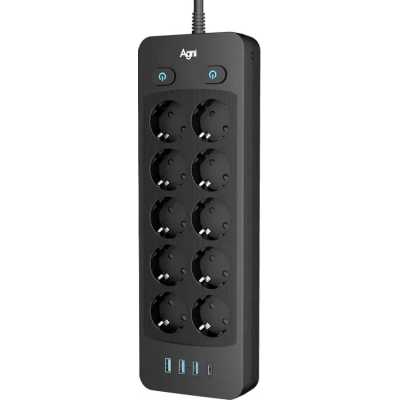 сетевой фильтр AGNI TP-FO4U10E-С-5M-Black черный