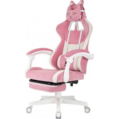 игровое кресло Бюрократ KNIGHT KITTY/F W PNK розовый-белый