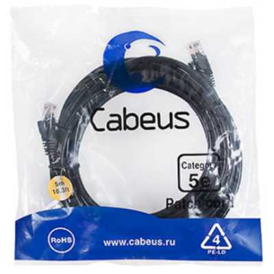 патч-корд Cabeus PC-UTP-RJ45-CAT.5E-5M-BK-LSZH Черный
