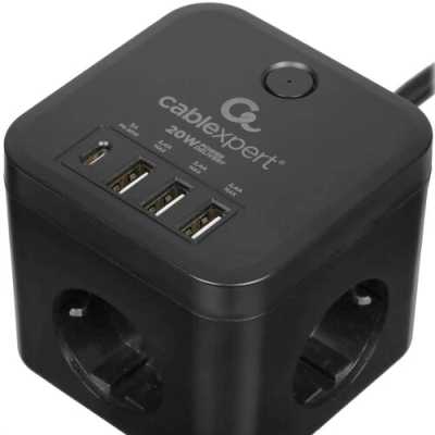 сетевой фильтр Cablexpert Cube CUBE-3-CU3-B-1.5 черный
