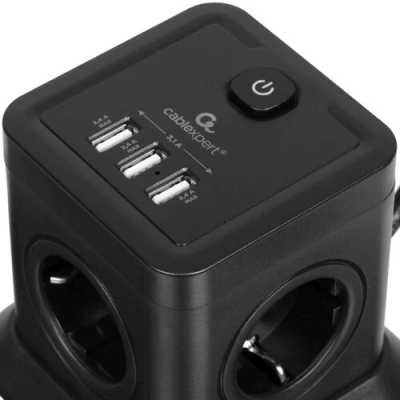 сетевой фильтр Cablexpert Tower TWR-4-U3-B-2 черный