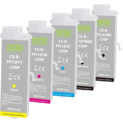 картридж Cactus CS-R-PFI107SET-CHIP черный, черный матовый, голубой, желтый, пурпурный
