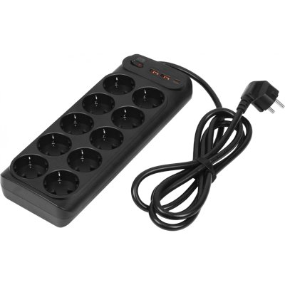 сетевой фильтр PowerCom SP-10 USB2A1CB 3.0M черный