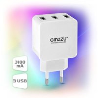 сетевое зарядное устройство Ginzzu GA-3315UW Белый