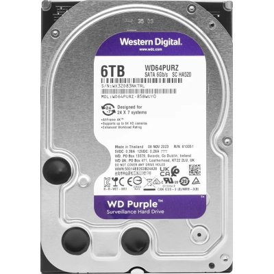 жесткий диск WD Purple 6Tb WD64PURZ Фиолетовый